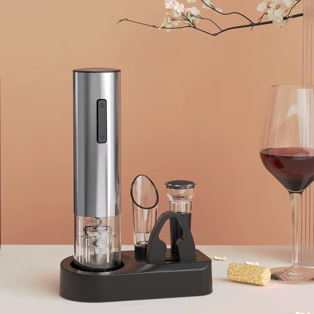 Set de vino recargable con base ( 5 en 1 )